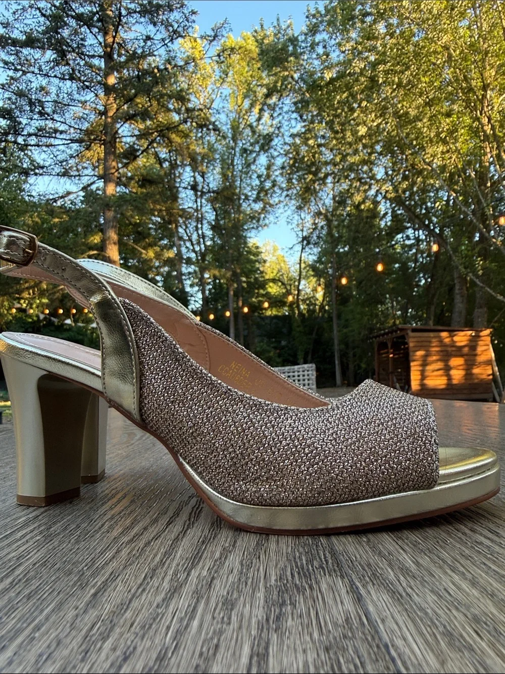 Dream Pairs Metallic Gold Open-Toe Slingback Heels